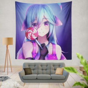 Lollipop Anime Girl Wall Hanging Tapestry