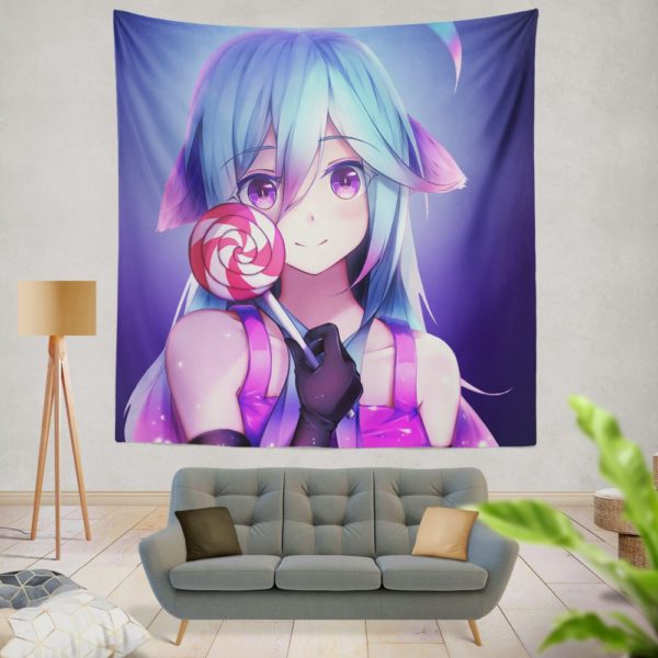 Lollipop Anime Girl Wall Hanging Tapestry