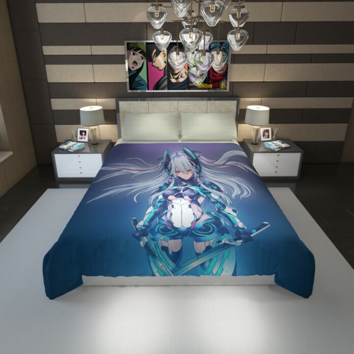 Mecha Girl Cute Anime Duvet Cover 1