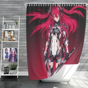 Mecha Girl Red Warrior Katana Shower Curtain