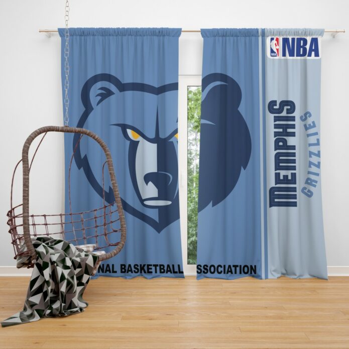 Memphis Grizzlies NBA Basketball Bedroom Window Curtain