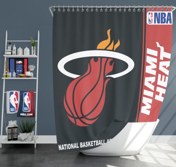 Miami Heat NBA Basketball Bathroom Shower Curtain