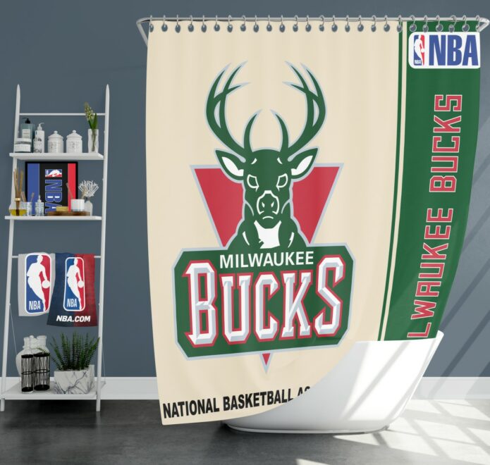 Milwaukee Bucks NBA Basketball Bathroom Shower Curtain