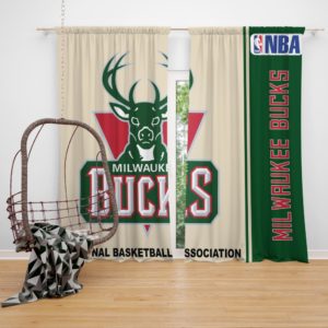 Milwaukee Bucks NBA Basketball Bedroom Window Curtain