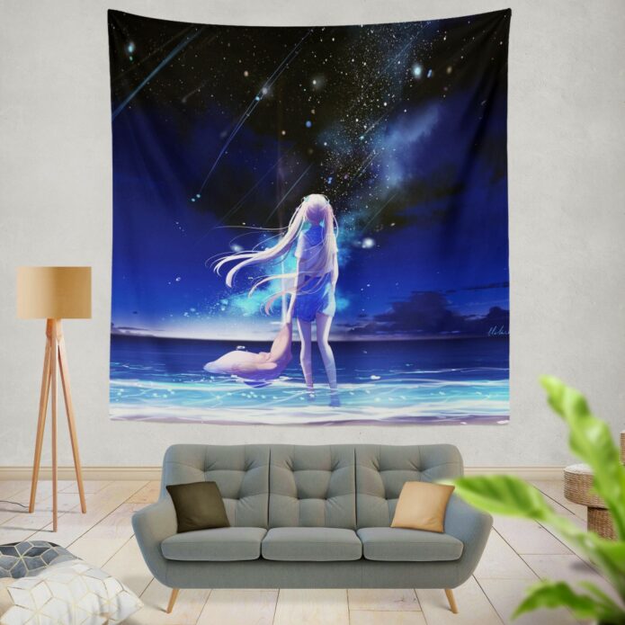 Night Sea Blue Beach Wall Hanging Tapestry