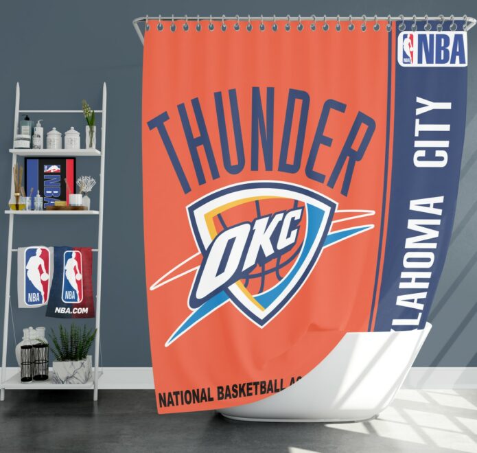 Oklahoma City Thunder NBA Basketball Bathroom Shower Curtain