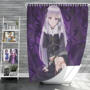 Re Zero Emilia Anime Shower Curtain
