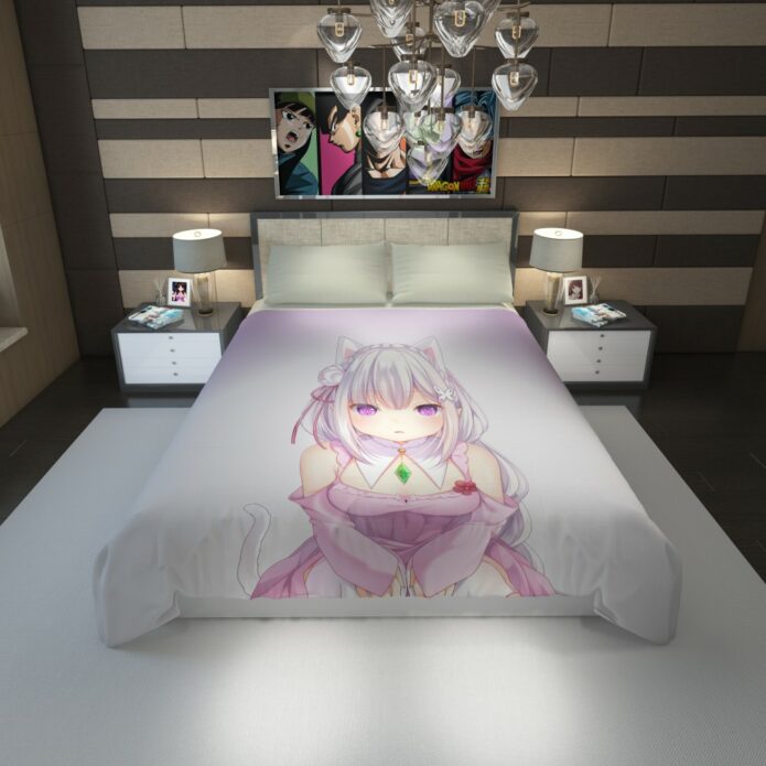 Rezero Emilia Anime Girl Japanese Duvet Cover 1