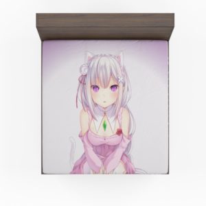Rezero Emilia Anime Girl Japanese Fitted Sheet