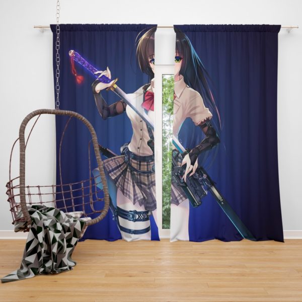 Samurai Sword Katana Anime Girl Bedroom Window Curtain