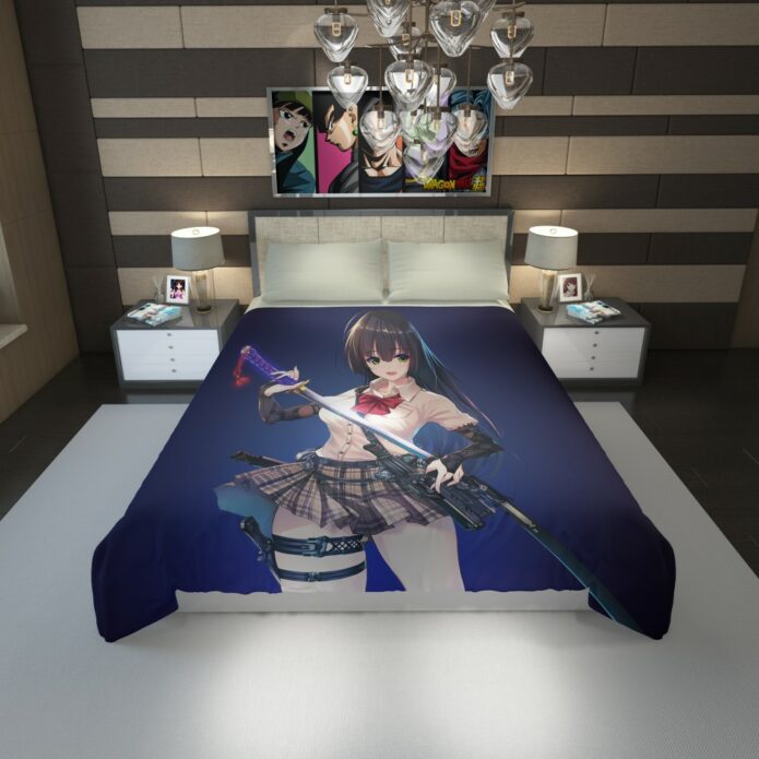 Samurai Sword Katana Anime Girl Duvet Cover 1