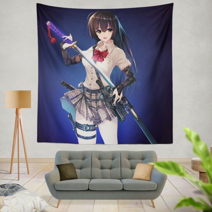 Samurai Sword Katana Anime Girl Wall Hanging Tapestry
