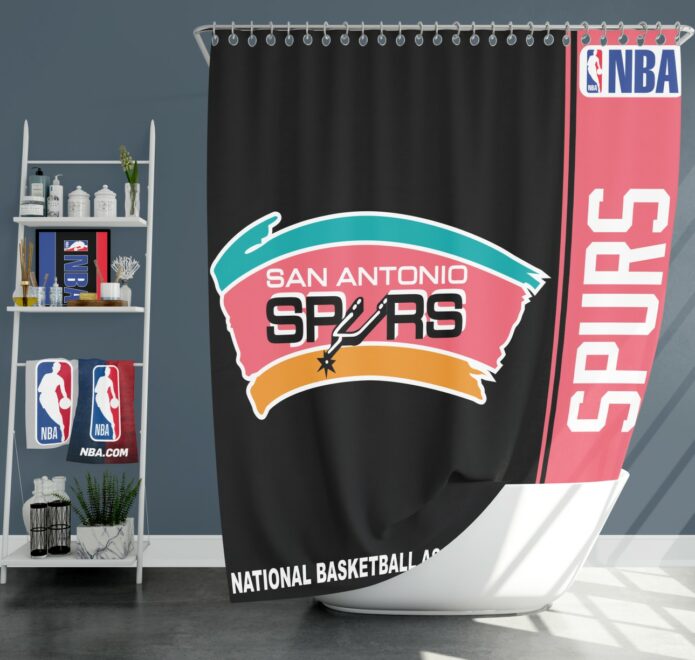 San Antonio Spurs NBA Basketball Bathroom Shower Curtain