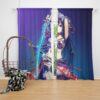 Warrior Girl Katana Anime Bedroom Window Curtain