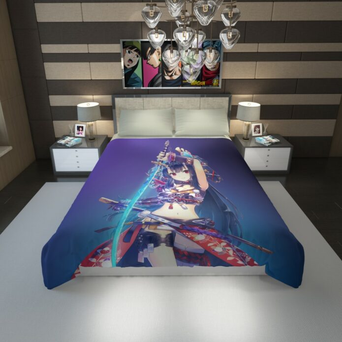 Warrior Girl Katana Anime Duvet Cover 1