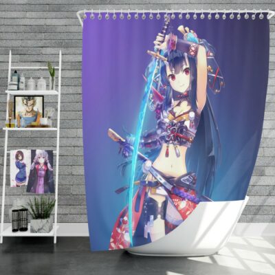 Warrior Girl Katana Anime Shower Curtain