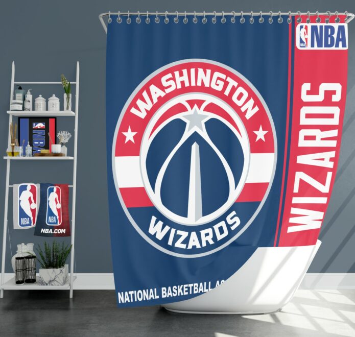 Washington Wizards NBA Basketball Bathroom Shower Curtain