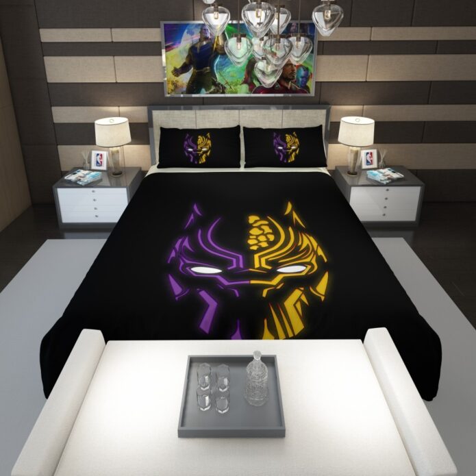 Black Panther Illustration Neon Comforter 1