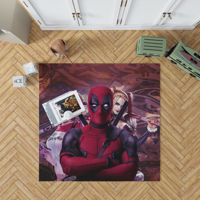 Deadpool and Harley Quinn Artwork Bedroom Living Room Floor Carpet Rug 1