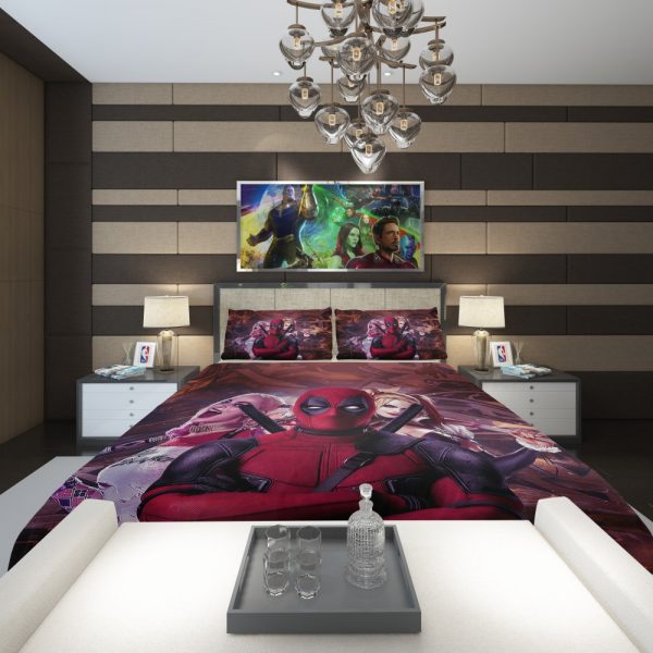 Deadpool and Harley Quinn Artwork Comforter 2