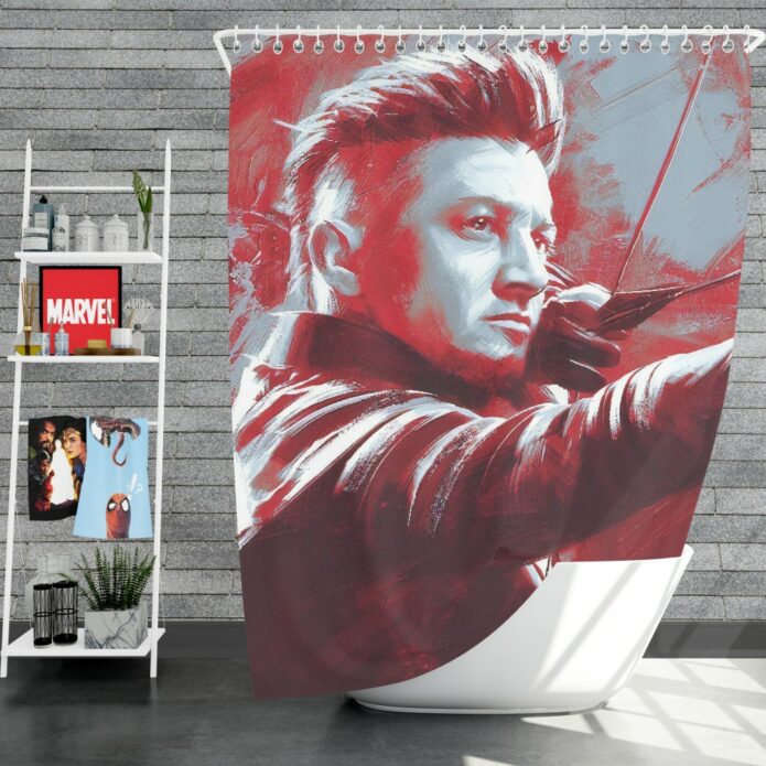 Avengers Endgame Movie Hawkeye Jeremy Renner MCU Shower Curtain