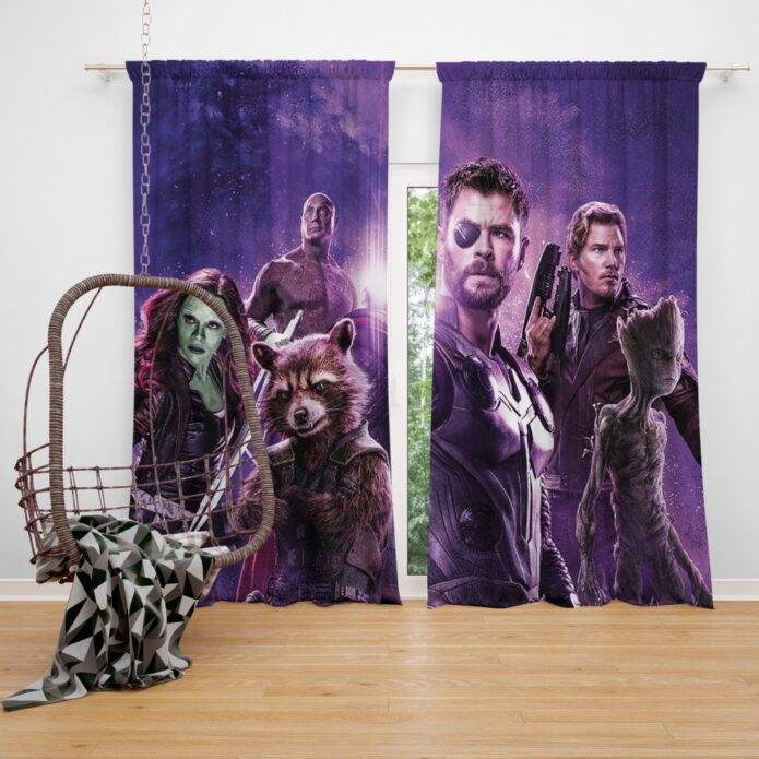 Avengers Infinity War Drax The Destroyer Star Lord Gamora Thor Groot Rocket Raccoon Window Curtain