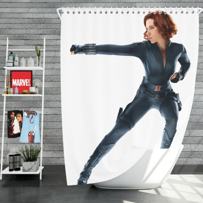 Black Widow in The Avengers Movie Scarlett Johansson Shower Curtain
