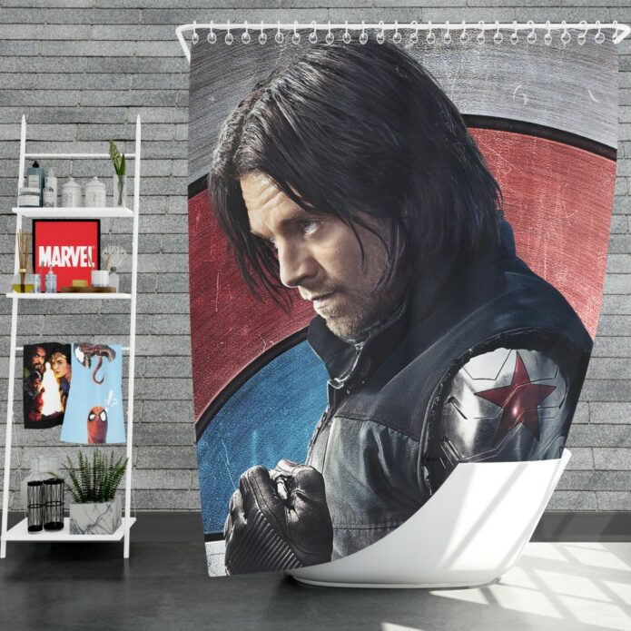 Captain America Civil War Movie Sebastian Stan Winter Soldier Shower Curtain