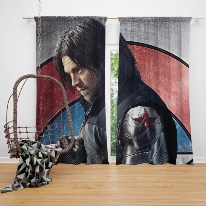 Captain America Civil War Movie Sebastian Stan Winter Soldier Window Curtain