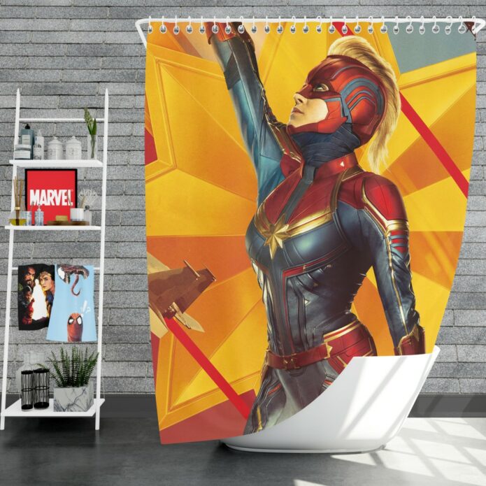 Captain Marvel Movie Brie Larson Avenger Shower Curtain