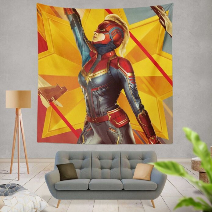 Captain Marvel Movie Brie Larson Avenger Wall Hanging Tapestry