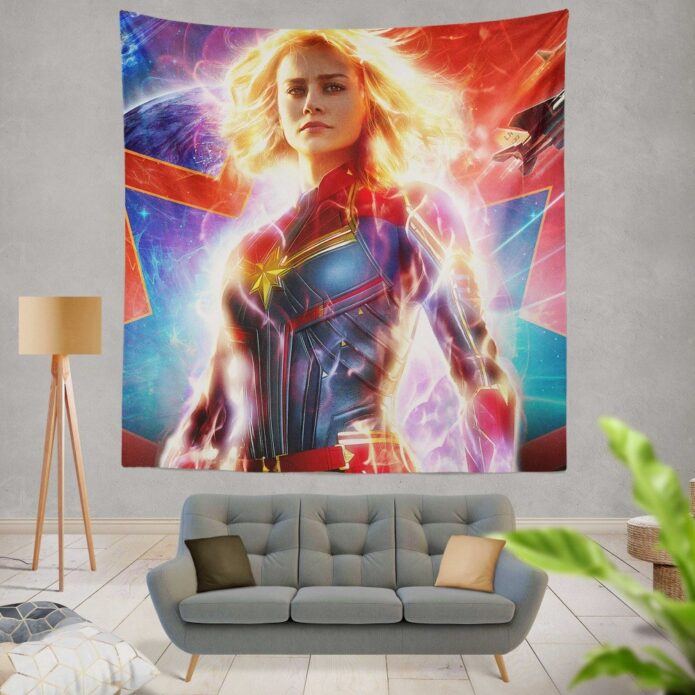 Captain Marvel Movie Brie Larson MCU Wall Hanging Tapestry
