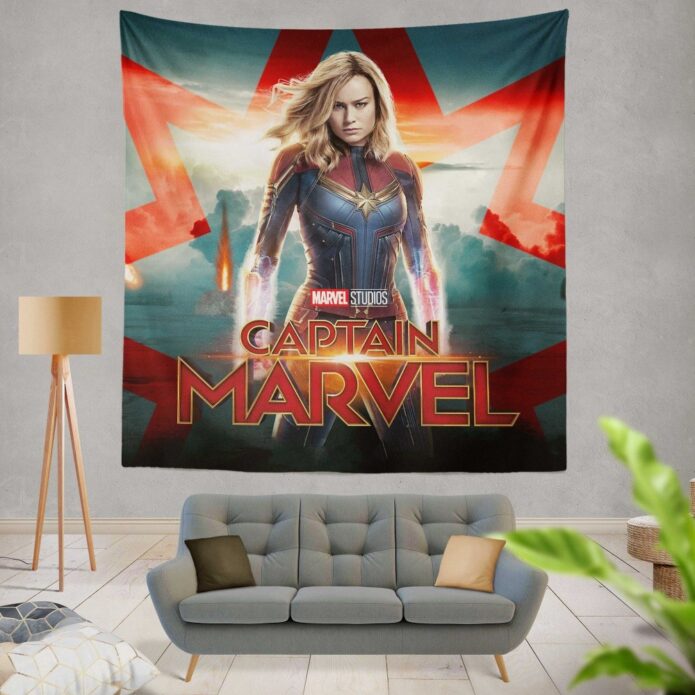 Captain Marvel Movie Brie Larson Marvel Cinematic Universe Wall Hanging Tapestry