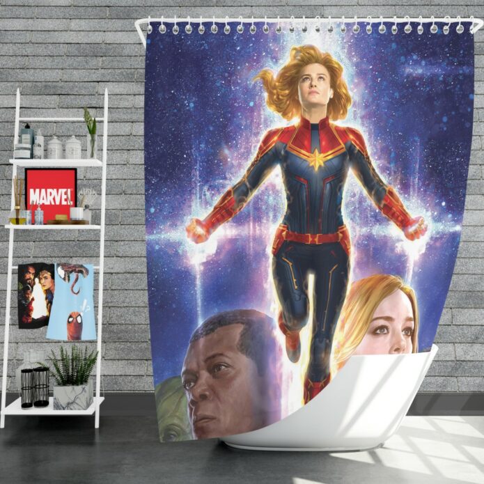 Captain Marvel Movie Brie Larson SHIELD Shower Curtain