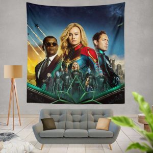 Captain Marvel Movie Carol Danvers Nick Fury Yon‑Rogg Marvel Wall Hanging Tapestry