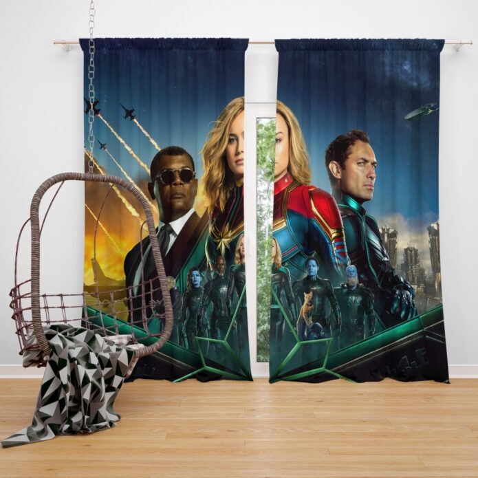 Captain Marvel Movie Carol Danvers Nick Fury Yon‑Rogg Marvel Window Curtain