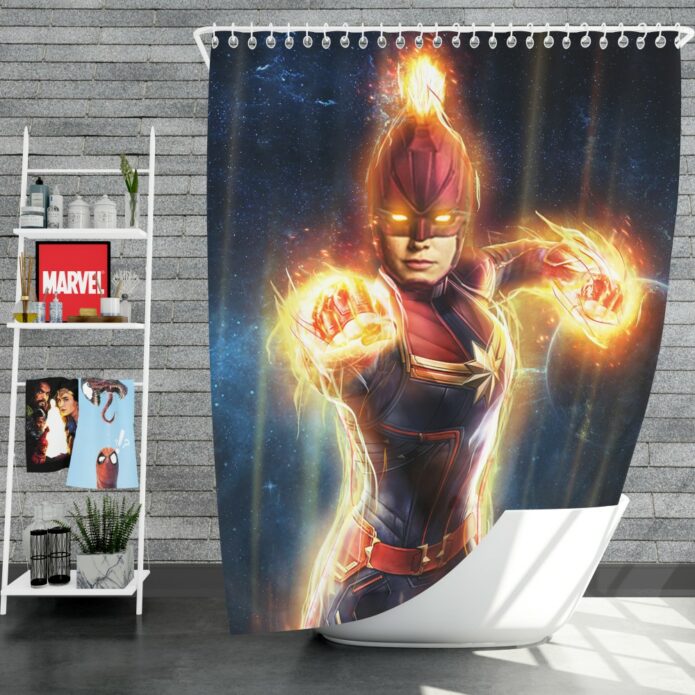 Captain Marvel Movie Carol Danvers Super Women Shower Curtain