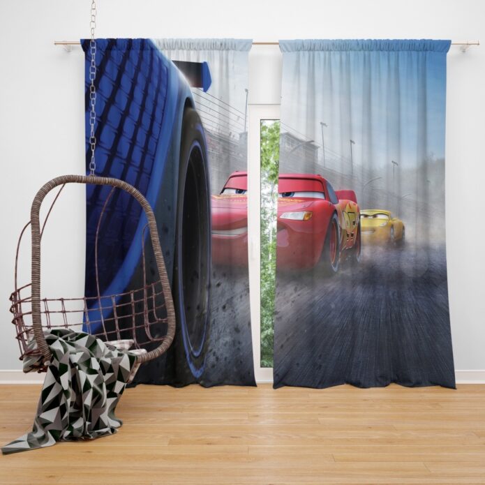 Cars 3 Movie Cruz Ramirez Jackson Storm Lightning McQueen Window Curtain