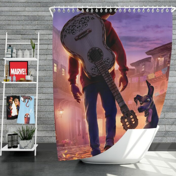 Coco Movie Dante Guitar Miguel Rivera Shower Curtain