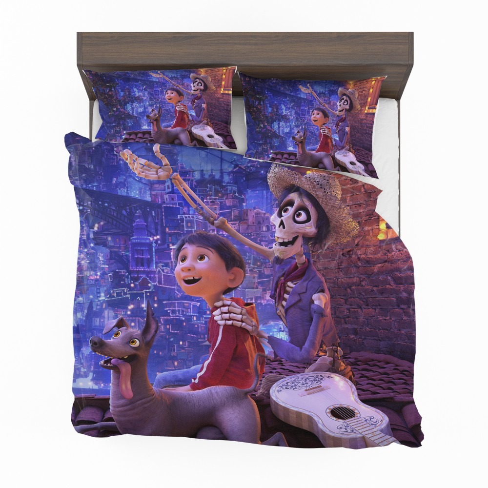 3D Disney Coco Kids Bedding Set Hector Miguel Dante Print Duvet Cover Pillowcase 