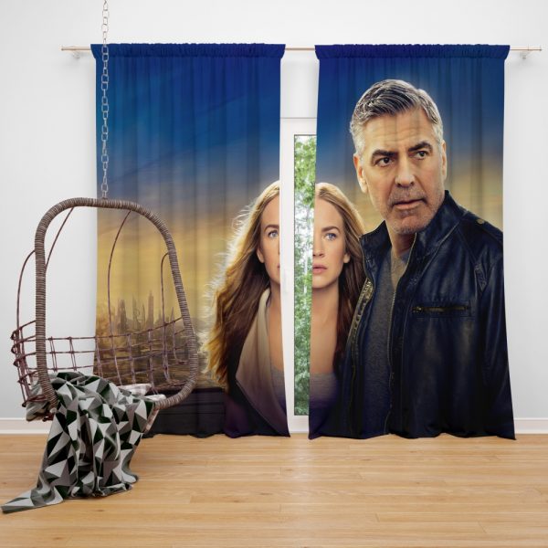 George Clooney & Brittany Robertson in Tomorrowland Movie Window Curtain