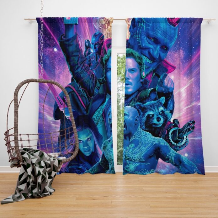 Guardians of the Galaxy Vol 2 Movie Chris Pratt Dave Bautista Drax The Destroyer Gamora Window Curtain