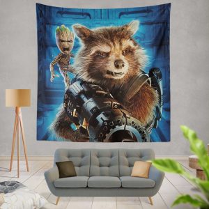Guardians of the Galaxy Vol 2 Movie Groot Marvel Comics Rocket Raccoon Wall Hanging Tapestry