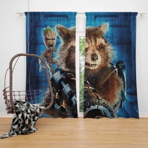 Guardians of the Galaxy Vol 2 Movie Groot Marvel Comics Rocket Raccoon Window Curtain