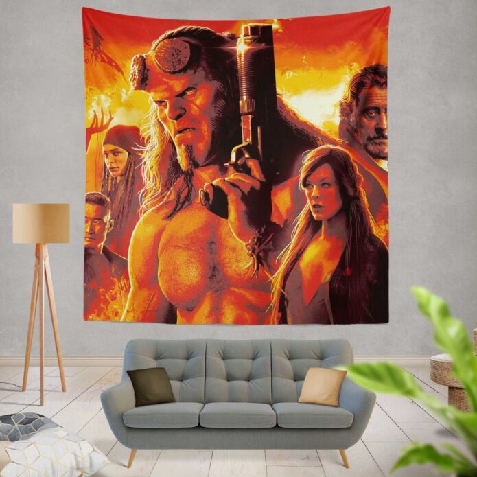 Hellboy 2019 Movie Milla Jovovich David Harbour Ian McShane Wall Hanging Tapestry