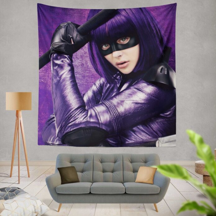 Hit-Girl in Kick-Ass Movie Chloe Grace Moretz Wall Hanging Tapestry