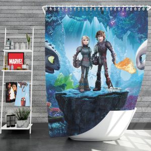 How to Train Your Dragon The Hidden World Movie Astrid Hiccup Toothless White Night Fury Shower Curtain