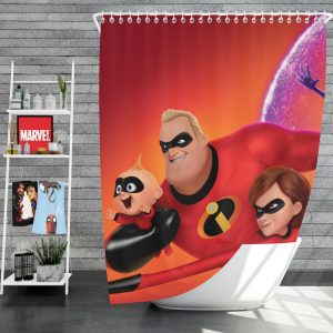 Incredibles 2 Movie Dash Parr Elastigirl Jack-Jack Parr Mr Incredible Shower Curtain