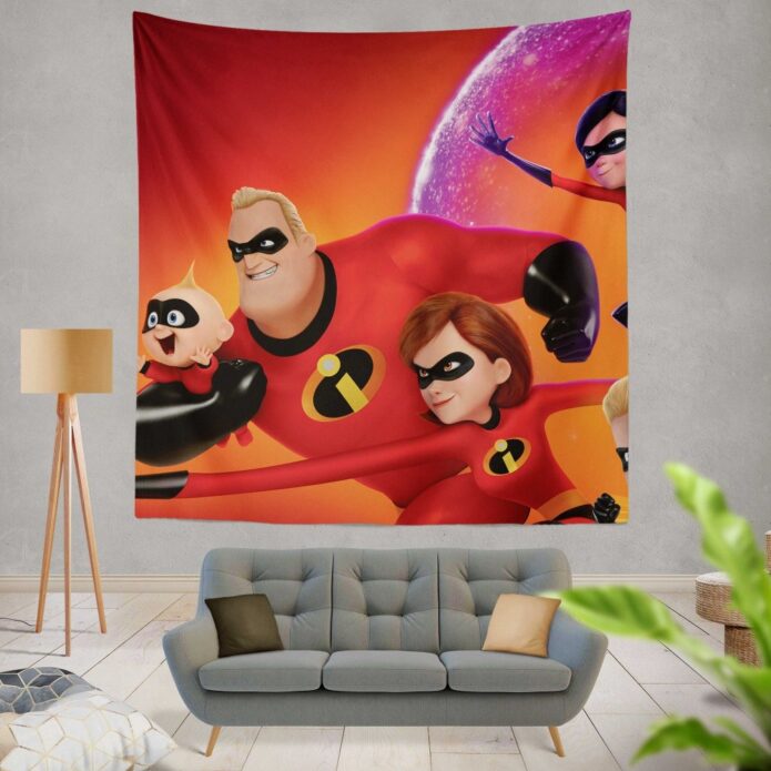 Incredibles 2 Movie Dash Parr Elastigirl Jack-Jack Parr Mr Incredible Wall Hanging Tapestry