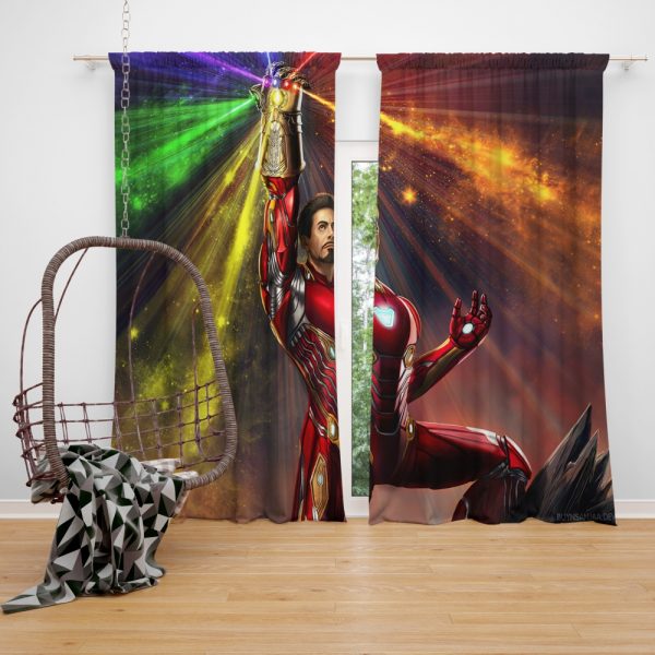 Iron Man Infinity Gauntlet Tony Stark Avengers Endgame Movie Window Curtain